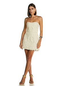 VESTIDO CURTO SEM ALÇA BORDADO