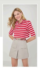 BLUSA MANGA CURTA COM GOLA