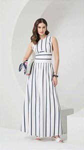 VESTIDO LISTRADO COM BOLSOS