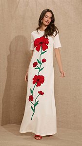 VESTIDO LONGO TRICOT FLOR