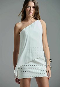 VESTIDO CURTO UM OMBRO SO COM TACHAS