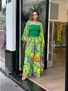 KIMONO LONGO BANANA FLORA