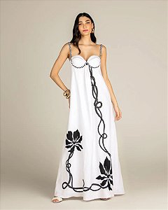 VESTIDO LONGO ESTAMPA CORDAS
