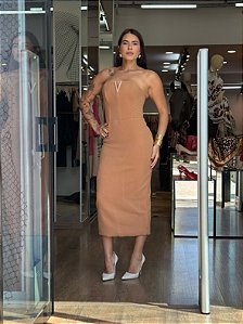 VESTIDO MIDI COM METAL V