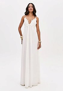 VESTIDO SUPER MIDI DE ALÇA COM LINHO