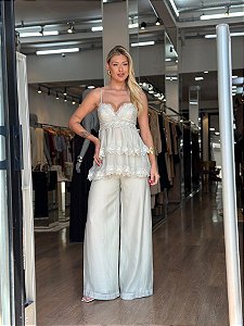 CONJUNTO BLUSA ALÇA RENDA E CALÇA