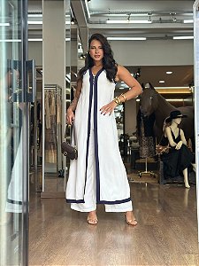 MACACÃO LONGO SEM MANGAS BICOLOR