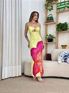 VESTIDO ENVIESADO LIRIO TROPICAL