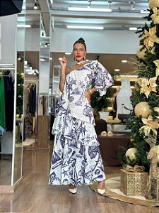 VESTIDO LONGO BABADOS MAR DE ONDAS
