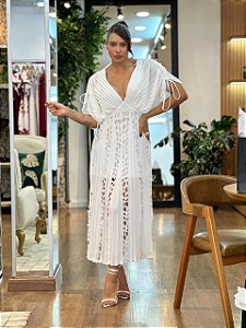 VESTIDO PLISSADO COM CORTE A LASER