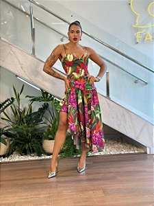 VESTIDO ASSIMETRICO FOLHAGEM