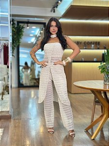 CONJUNTO FEM BLUSA ALONGADA E CALÇA