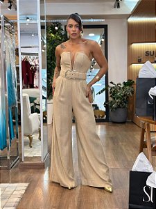 MACACÃO LINHO LUREX CINTO MAXI FIVELA