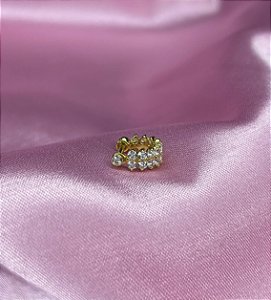 Argola D zircônias dentada Ouro 18k