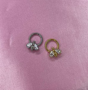 Argola seg daith abelha c/ zirconia
