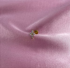 Labret flor 4 pétalas zirconia titanio
