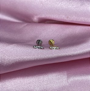 Labret piercing baguete ponto de luz titânio