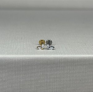 Piercing mini folha 2 zircônias titânio