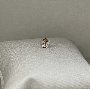 Labret borboleta 4 zirconias antena titânio