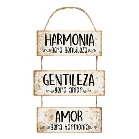Placa Decorativa Harmonia Gera Gentileza (29,5x52cm)