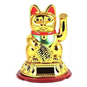 Gato da Sorte Manekineko com Energia Solar (12cm)