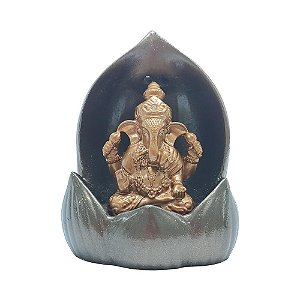 Incensário Cascata de Fumaça Flor de Lótus com Ganesha (10cm)
