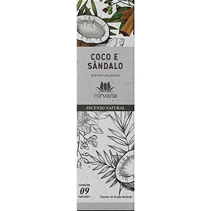 Incenso Natural Coco com Sândalo 100% Natural (9 Varetas)