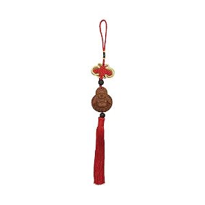 Móbile Buda Sorrindo em Madeira Feng Shui (30cm)