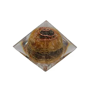 Orgonite Pirâmide da Abundância com Citrino e Pirita (6cm)