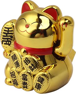 Manekineko Dourado com Movimento Solar (5cm)