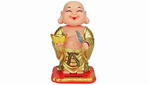 Estátua Buda da Prosperidade com Energia Solar (14cm)