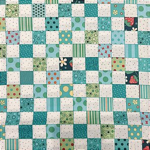 Tecido Tricoline Importado - Patchwork Verde