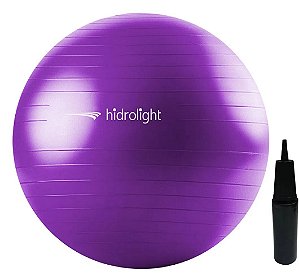 Bola Suiça para Pilates 65cm Hidrolight Roxa com Inflador