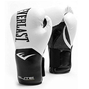 Luva de Boxe e Muay Thai Everlast Elite 12 Oz Branco/Preto