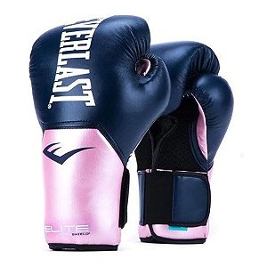 Luva de Boxe e Muay Thai Everlast Elite 12 Oz Azul/Rosa