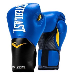 Luva de Boxe e Muay Thai Everlast Elite 14 Oz Azul e Preto