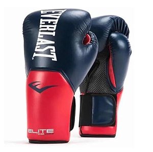 Luva de Boxe e Muay Thai Everlast Elite 16 Oz Azul/Vermelho