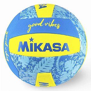 Bola de Vôlei Mikasa Padrão FIVB Good Vibes Azul e Amarelo