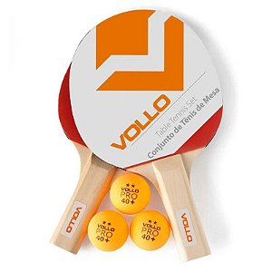 Kit Tênis de Mesa Vollo: 2 Raquetes + 3 Bolas