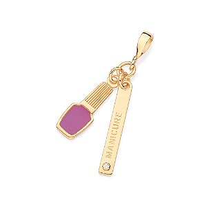 Pingente Rommanel manicure folheado ouro zircônia e resina 542720