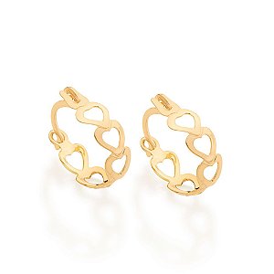 Brinco Rommanel argola corações folheado a ouro 18k - 523351