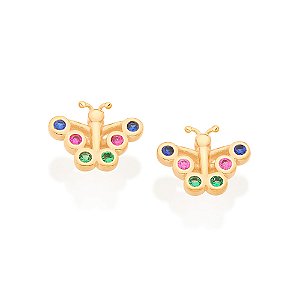 Brinco borboleta banhado a ouro 18k 526694