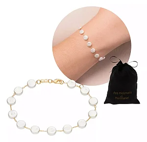 Pulseira Rommanel Banhado Ouro pulseira com perolas 552113