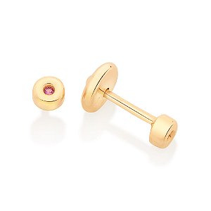 Brinco Rommanel Solitário Infantil Banhado a Ouro 18k 526713