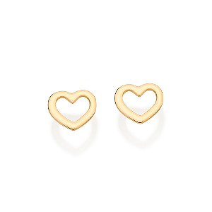Brinco Rommanel Segundo Furo Coração Ouro 18K
