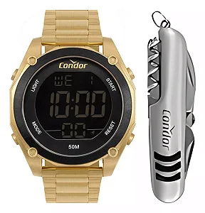 Relógio Condor Original Pulso Dourado Masculino e canivete multifunção