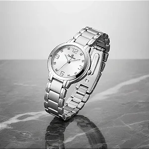 Relógio Champion Original Social Caixa Metal Pulseira Aço