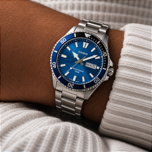 Relógio Casio Analógico Prata/Azul MTD-125D-2A1VDF