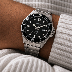 Relógio Casio Analógico Prata/Preto MDV-107D-1A1VDF