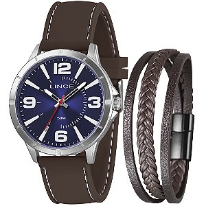 Relógio Lince Masculino marron Analógico c/ brinde